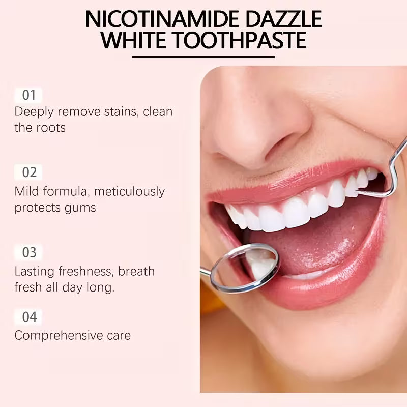 Oralhoe Nicotinamide Dazzle White Toothpaste – Whitening & Fresh Breath Toothpaste with Niacinamide | 100g Daily Oral Care Gel